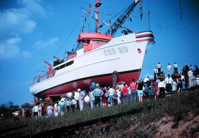 Launching ceremony for the NOAA Ship PIERCE. Picture