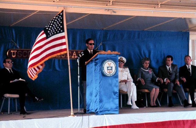 Commissioning ceremony for the NOAA Ship RESEARCHER. Picture