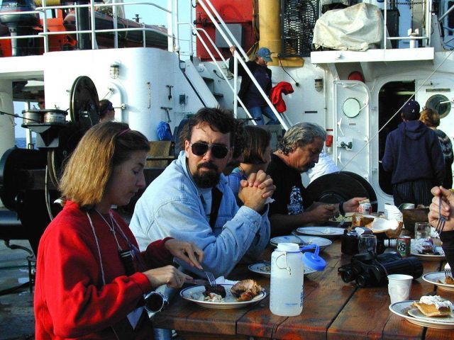 Operations on the NOAA Ship McARTHUR during Stenella abundance cruises. Picture