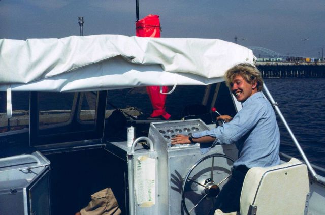 Coxswain of Jensen survey launch off of NOAA Ship FAIRWEATHER. Picture