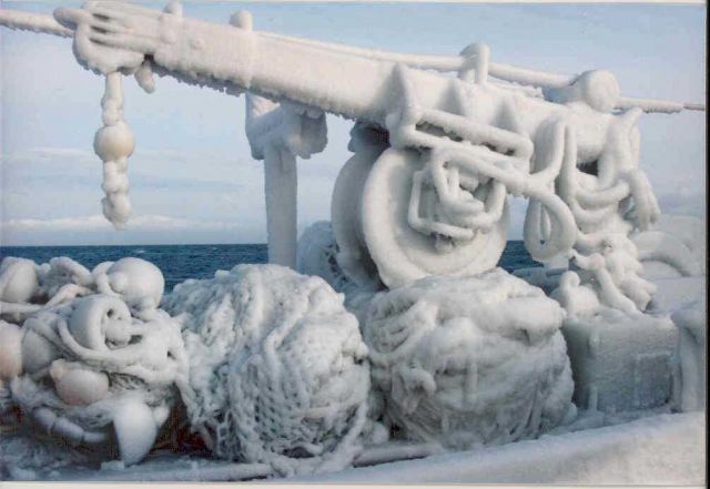 A dangerous coating of ice on the NOAA Ship MILLER FREEMAN Picture