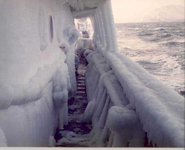 A dangerous coating of ice on the NOAA Ship MILLER FREEMAN Picture