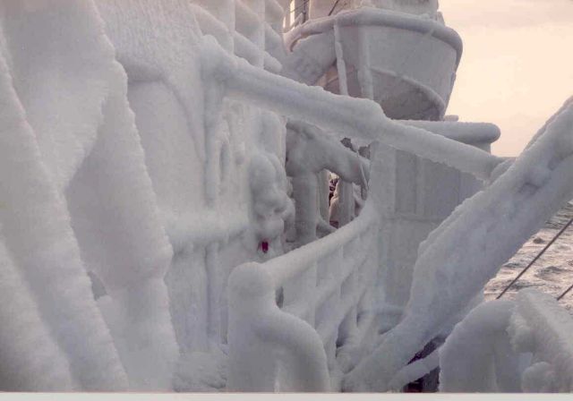 A dangerous coating of ice on the NOAA Ship MILLER FREEMAN Picture