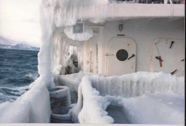 A dangerous coating of ice on the NOAA Ship MILLER FREEMAN Picture