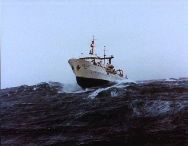 NOAA Ship MILLER FREEMAN approaching a disabled vessel in the Bering Sea Picture