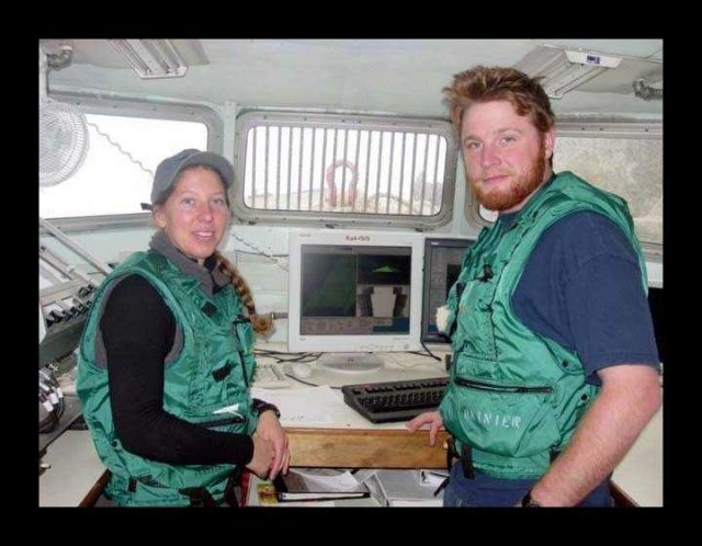 Rainier hydro launch; Survey Tech Amanda Longley/Intern Brendan DeBow Picture