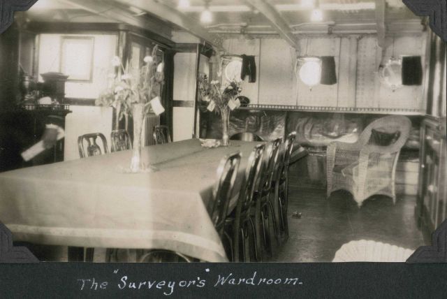 The wardroom (officer's mess) on the SURVEYOR. Picture