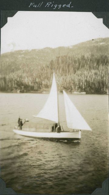 The SURVEYOR's sailing launch fully rigged and underway. Picture