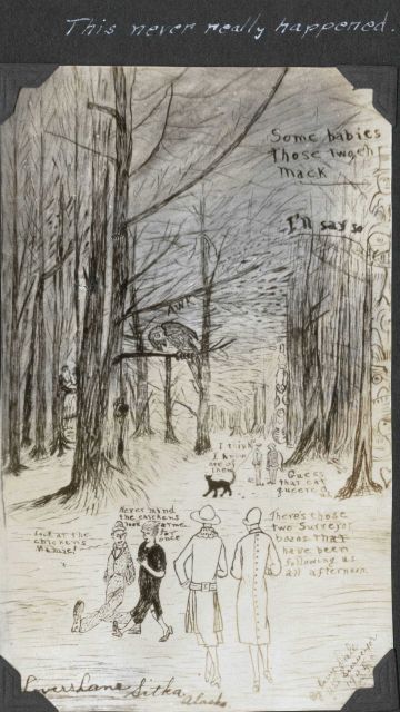 Cartoon of hopeful sailors and the girls of Ketchikan by Harry Dale. Picture