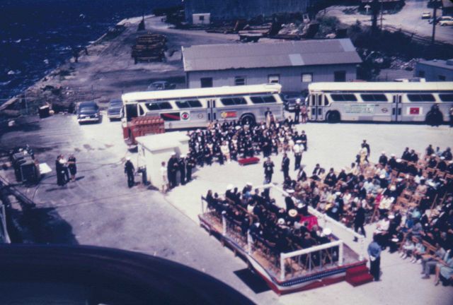 Ceremony marking beginning of ESSA Ship OCEANOGRAPHER around the world cruise. Picture