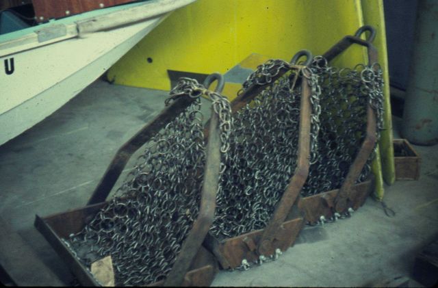 Chain dredge on ESSA Ship OCEANOGRAPHER carried on around the world cruise. Picture