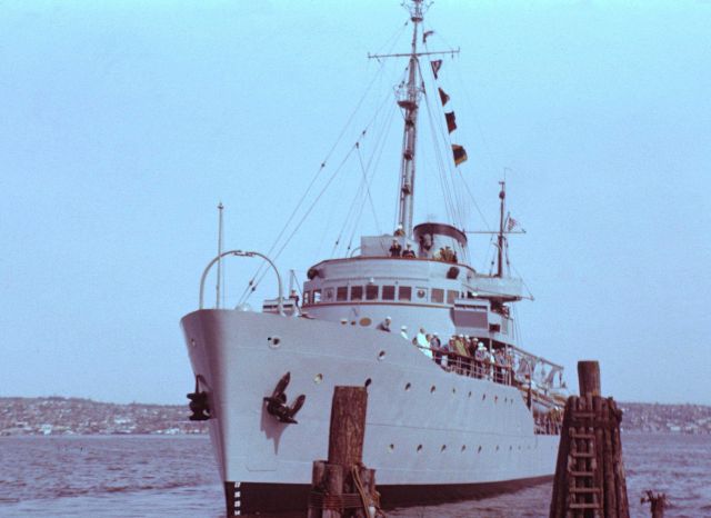 The C&GS ship EXPLORER departing the Pacific Marine Center piers Picture