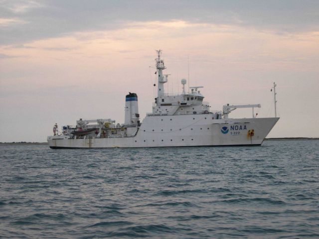 NOAA Ship THOMAS JEFFERSON at anchor off Edgartown. Picture