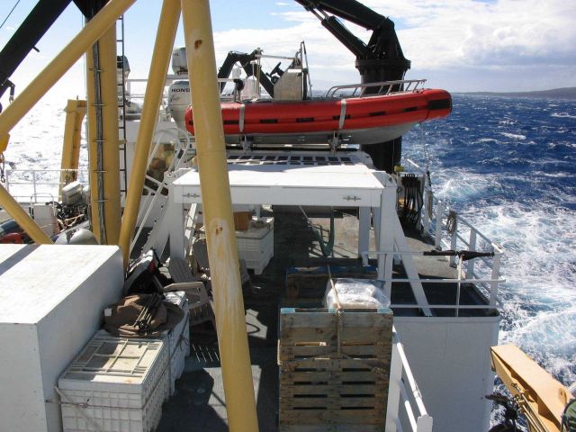 Looking astern while cruising along the south shore of Maui on the NOAA Ship OSCAR SETTE. Picture