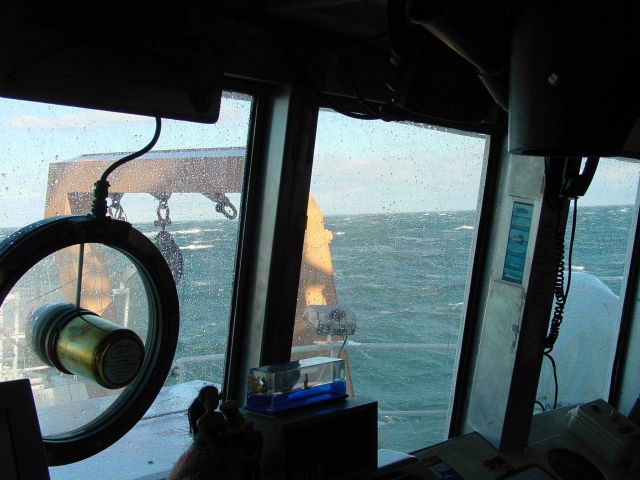 Spray on a boisterous day in the Gulf of Maine on the NOAA Ship DELAWARE II. Picture