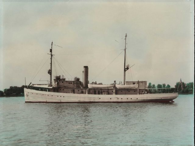 Hand-tinted photograph of Coast and Geodetic Survey Ship PIONEER. Picture