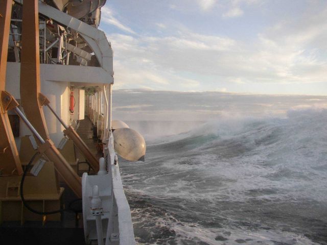 Crossing the Gulf of Alaska in rough weather on the NOAA Ship RAINIER. Picture