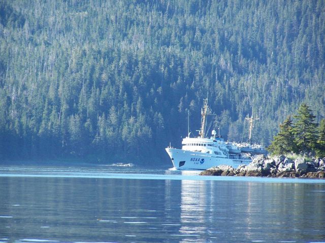 NOAA Ship RAINIER cruising in Alaskan waters on a glorious day. Picture