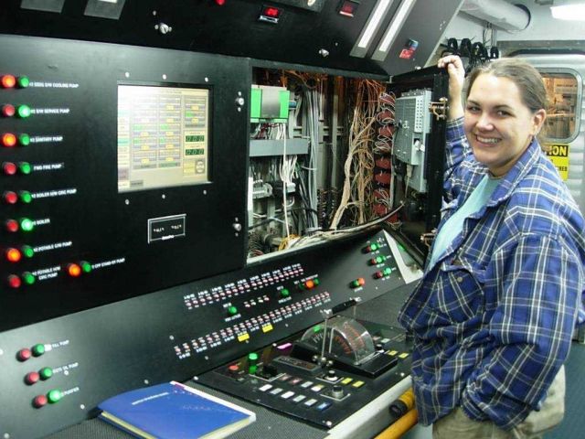 Standing watch in the engine room of the NOAA Ship RAINIER Picture