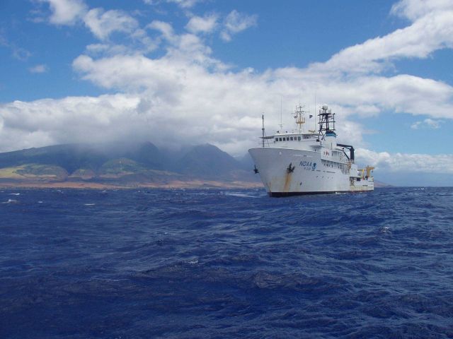 NOAA Ship OSCAR ELTON SETTE during a lull in diving operations Picture