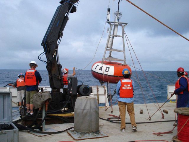 Deploying TAO buoy. Picture