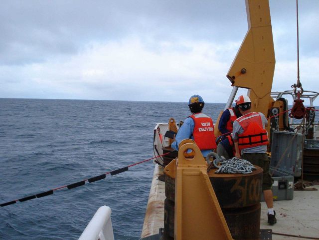 Deploying TAO buoy. Picture