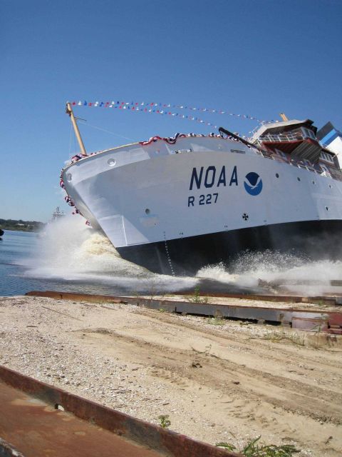 The NOAA Ship BELL SHIMADA entering its natural habitat for the first time. Picture