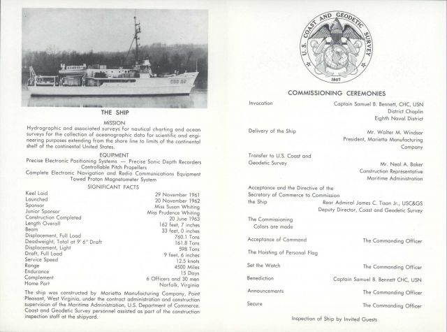 Invitation to commissioning ceremony of USC&GS Ship WHITING on July 8, 1963 Picture
