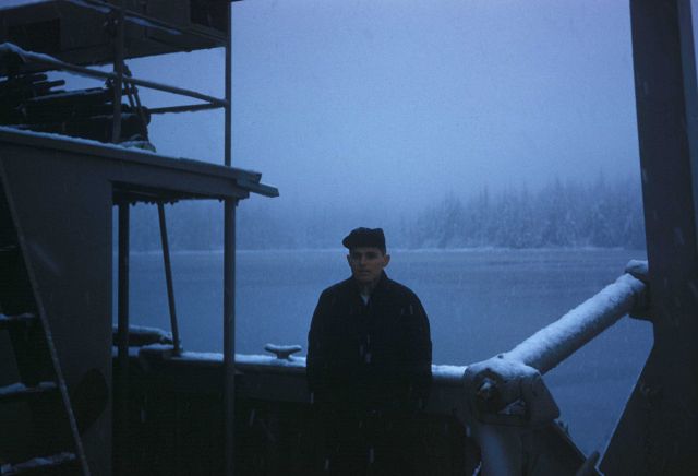 USC&GS Ship BOWIE traversing the Inside Passage on a nasty snowy day. Picture