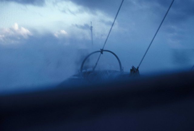 The bow of the Coast and Geodetic Survey Ship PATHFINDER encountering heavy seas while crossing the Gulf of Alaska. Picture