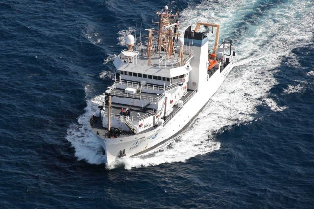 Aerial view of NOAA Ship PISCES taken from NOAA Twin Otter aircraft Picture