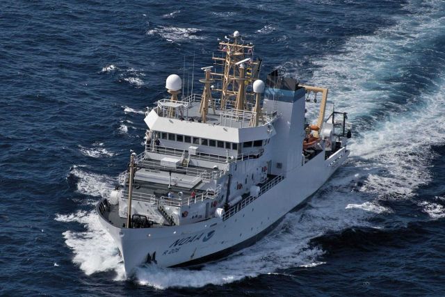 Aerial view of NOAA Ship PISCES taken from NOAA Twin Otter aircraft Picture