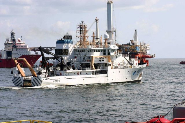 NOAA Ship PISCES on site at the Deep Water Horizon disaster location. Picture