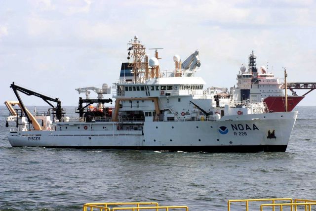 NOAA Ship PISCES on site at the Deep Water Horizon disaster location. Picture