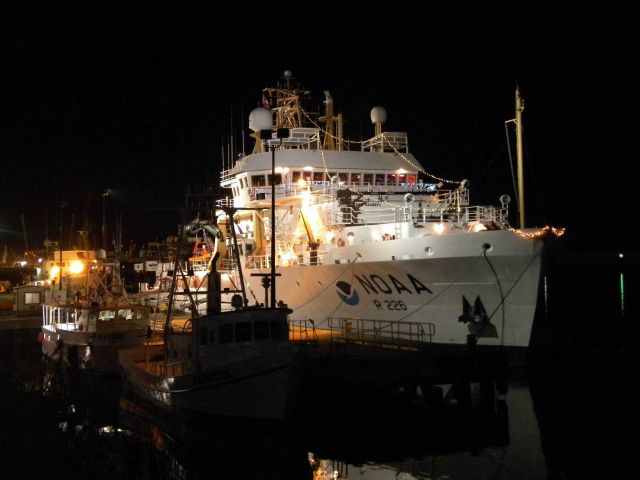 NOAA Ship PISCES at the pier at Pascagoula dressed in holiday lighting Picture