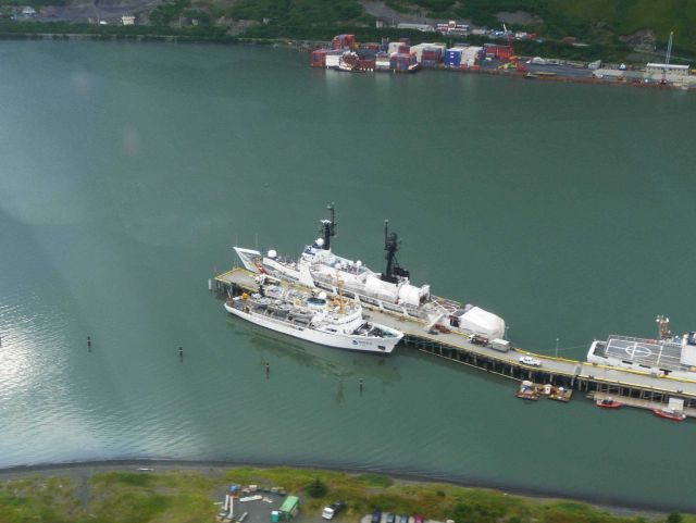 NOAA Ship RAINIER tied up next to USCG high endurance cutter MUNRO WHEC 724. Picture