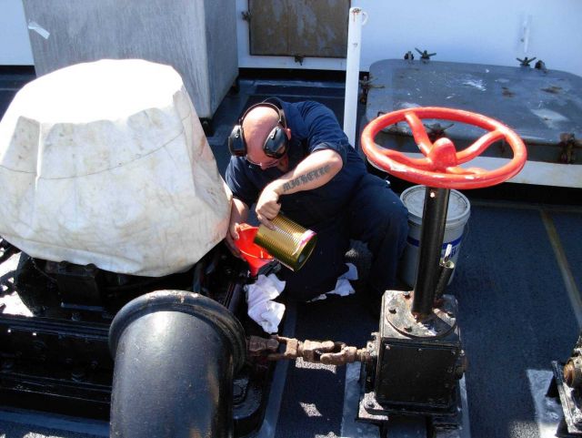 Working on the NOAA Ship KA'IMIMOANA (R333). Picture