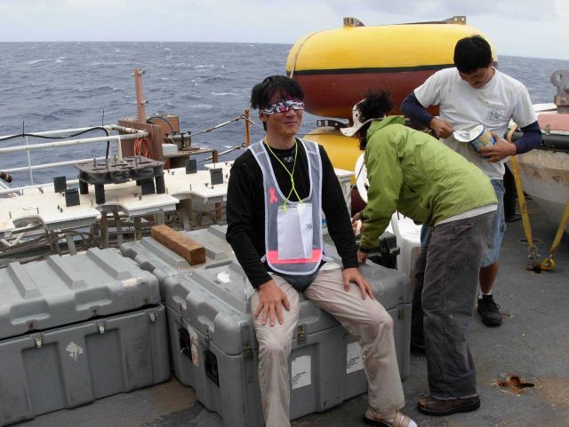 A pollywog during a trip to the royal barber during equator crossing ceremony on the NOAA Ship KA'IMIMOANA (R333) Picture