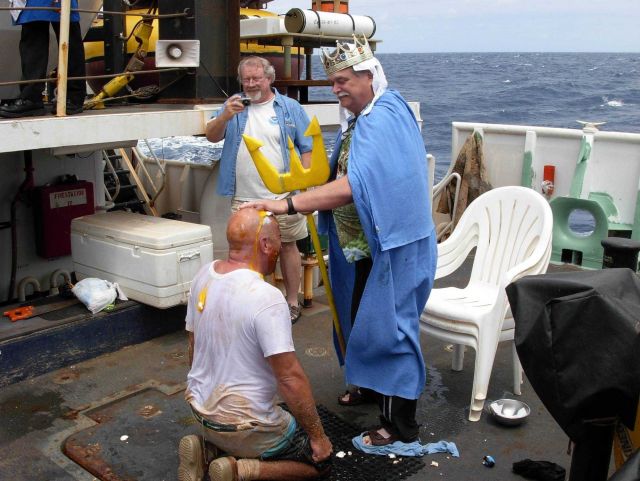 King Neptune meting out royal justice on a pollywog during equator crossing ceremonies on the NOAA Ship KA'IMIMOANA (R333) Picture