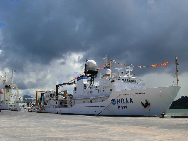 NOAA Ship KA'IMIMOANA (R333) tied up at Pohnpei, Chuuk. Picture