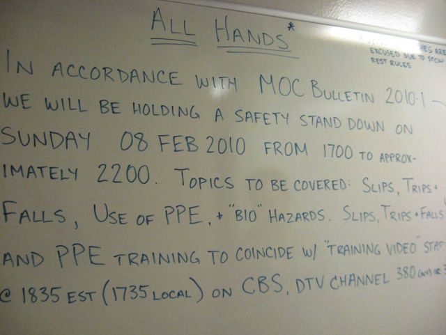 NOAA Ship PISCES safety stand-down emphasizing slips, trips, and falls Picture
