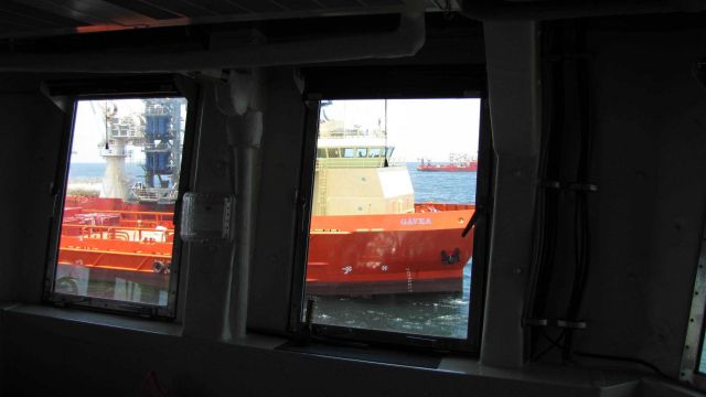 A view of the proximity of oil field work vessels from the bridge of the NOAA Ship PISCES during operations at the Deepwater Horizon oil spill site. Picture