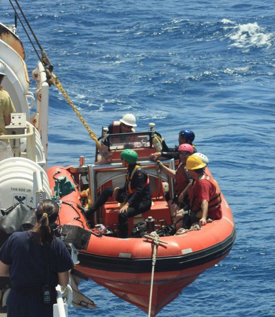 Launching rigid hull inflatable boat (RHIB) off of NOAA Ship KA'IMIMOANA (R333) Picture
