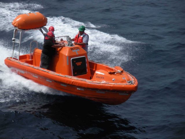 Rigid hull inflatable boat (RHIB) off of NOAA Ship PISCES underway Picture