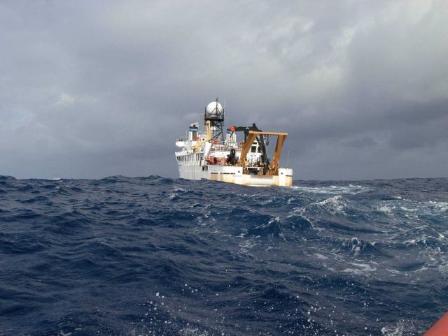 NOAA Ship KA'IMIMOANA (R333) seen from ship's boat during buoy operations. Picture