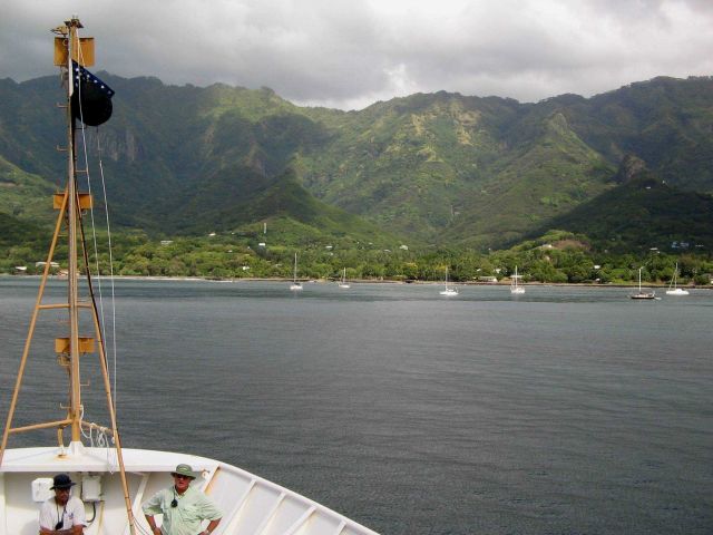 NOAA Ship KA'IMIMOANA anchored in Nuku Hiva Harbor. Picture