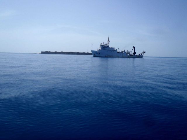 NOAA Ship NANCY FOSTER off Fort Jefferson in Dry Tortugas. Picture