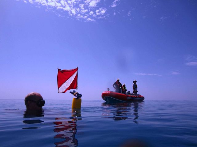 Dive operations off the NOAA Ship NANCY FOSTER's RHIB. Picture