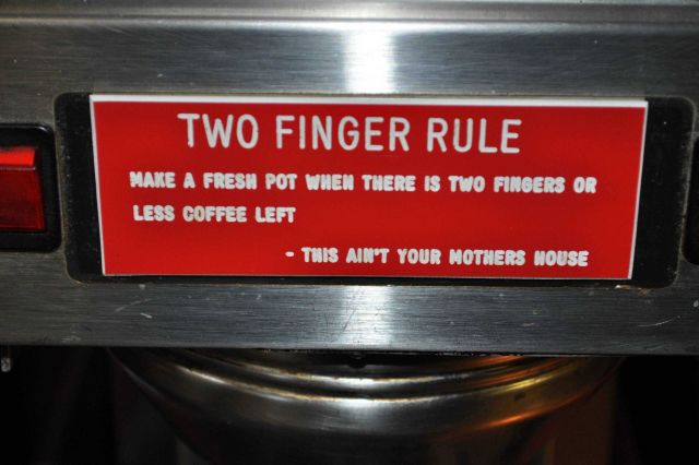 An important shipboard rule on the NOAA Ship MILLER FREEMAN - the two finger rule Picture
