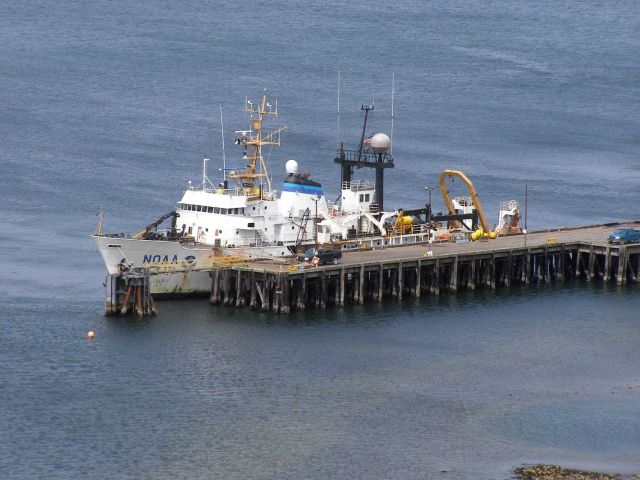 NOAA Ship MILLER FREEMAN at pier tied up port side to. Picture